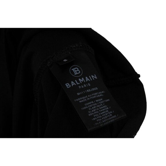 Balmain Mens T Shirt Size Small Small Black White Cotton Paris Logo Trim Sleeves - Picture 6 of 7